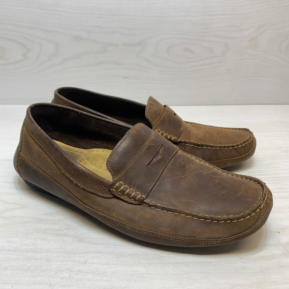 Nisolo Mens 10.5 Penny‎ Loafer Driving Moccasin Brown Leather Alejandro Slip On